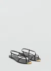 Mango Leather Sandals With Strap And Contrasting Toe Black