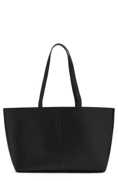 Mango Leather Shopper Bag In Black