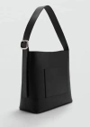 Mango Sac Shopper Cuir In Noir