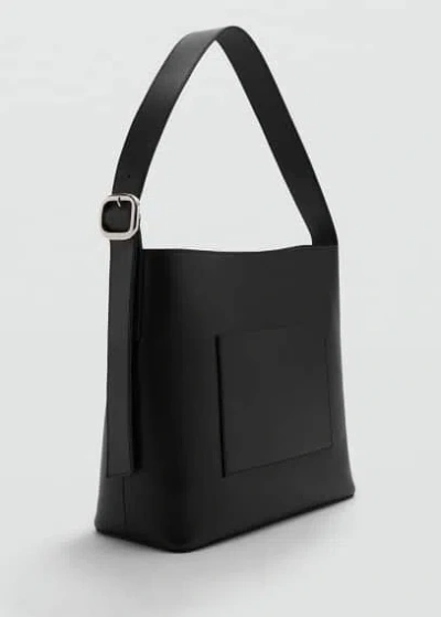 Mango Sac Shopper Cuir In Noir