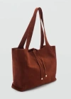 Mango Sac Shopper Cuir In Orange Brûlé