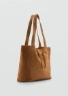 Mango Sac Shopper Cuir In Marron Moyen