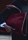 Mango Leather Shopper Bag With Stitching Burgundy