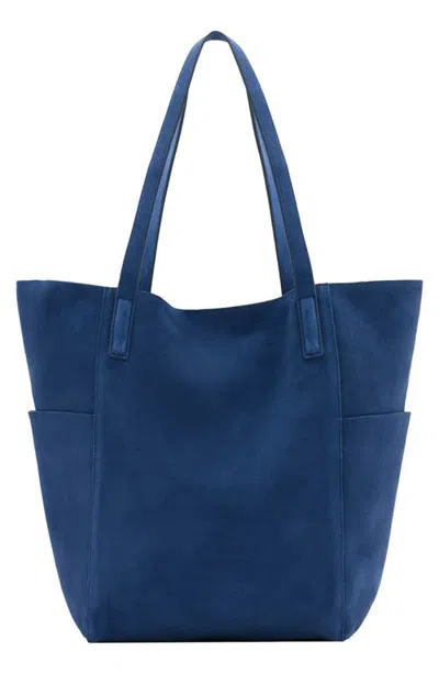 Mango Leather Shopper Tote In Vibrant Blue