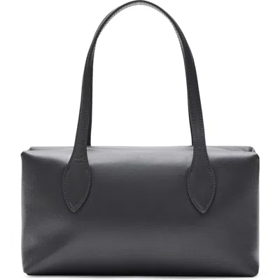 Mango Leather Shoulder Bag In Gray