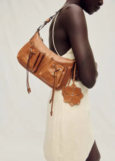 Mango Leather Shoulder Bag With Gathered Pockets Leather