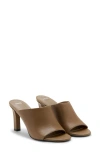 Mango Leather Slide Sandal In Khaki