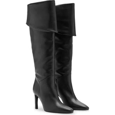 Mango Leather Stiletto Heel Boot In Black