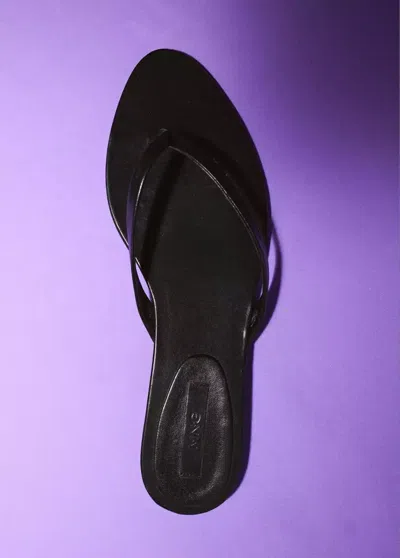 Mango Leather Strap Sandals In Black