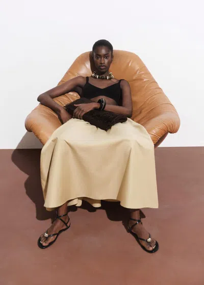 Mango Sandales À Lanières En Cuir Avec Détails Métalliques Noir - Femme - 41 -