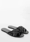Mango Leather Straps Sandals Black In Black