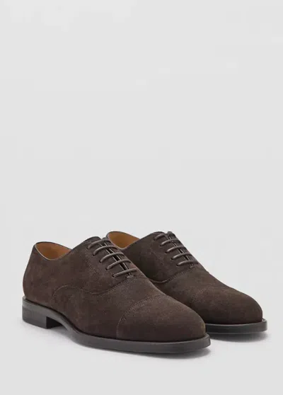 Mango Leather Suit Shoes In Chocolate