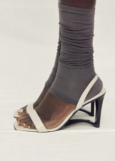 Mango Leather Wedge Heel Sandal Ice Grey