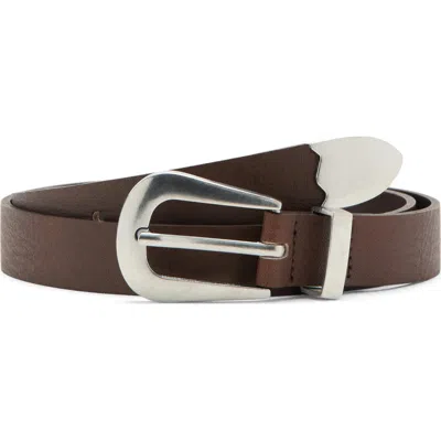 Mango Leather Western Belt In Brown