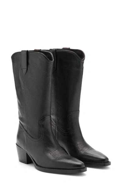 Mango Leather Western Boot In Black