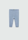 Mango Babies' Cotton Ribbed Leggings Blue