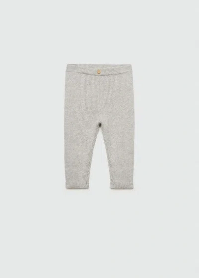 Mango Babies' Cotton Ribbed Leggings Medium Heather Grey In Gray