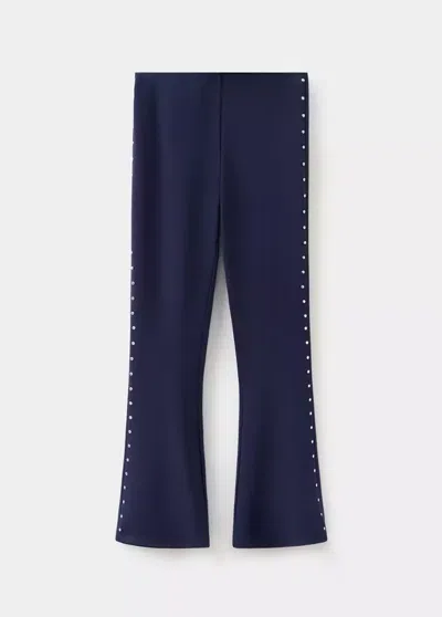 Mango Kids' Leggings Flare À Clous In Bleu Marine