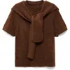 Mango Leire Tie Neck Sweater In Brown
