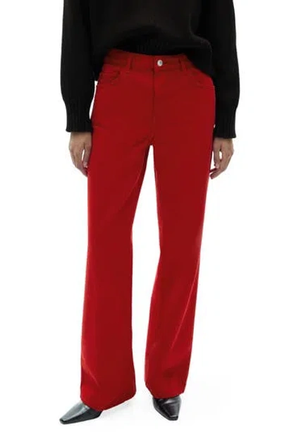Mango Leo High Waist Straight Leg Jeans In Red