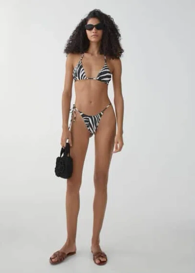 Mango Leopard Bikini Top Black In Noir
