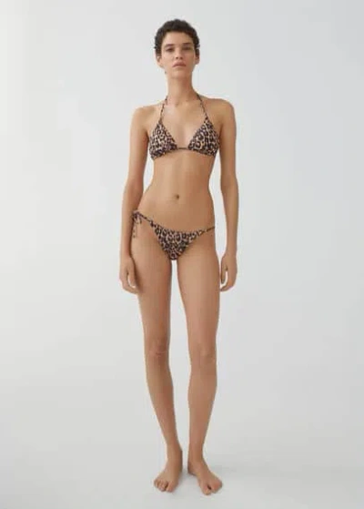 Mango Leopard Bikini Top Brown In Marron