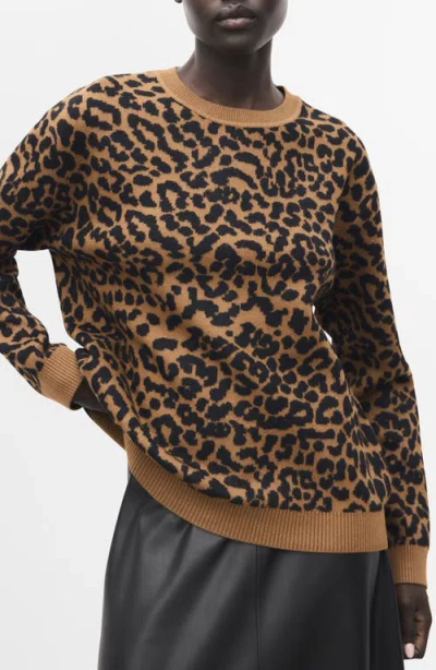 MANGO MANGO LEOPARD CREWNECK SWEATER