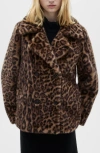 Mango Women's Leopard Regular Coat In Medium Brown