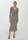 MANGO LEOPARD-PRINT LONG DRESS