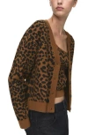 Mango Leopard Knit Cardigan Medium Brown In Brown