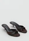 Mango Leopard Kitten Heel Sandal Brown In Brown