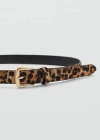 Mango Leopard Leather Belt Brown In Brown