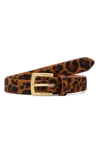 Mango Leopard Print Calf Hair Belt In Brown