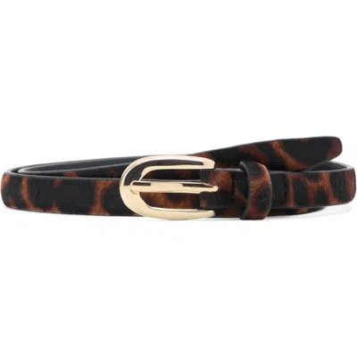 Mango Leopard Print Calf Hair Belt In Brown