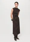 Mango Leopard Sleeveless Maxi Dress In Brown