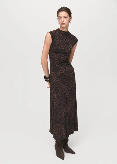 Mango Robe Cintrée Léopard Marron - Femme - Xxl -  In Brown