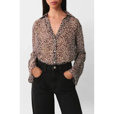 Mango Leopard Print Fluid Button-up Shirt In Animal Print