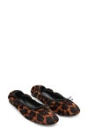 Mango Leopard Print Genuine Calf Hair Ballerina Flat In Black