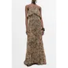 Mango Leopard Print Halter Maxi Dress In Brown