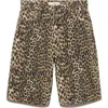 Mango Leopard Print High Waist Bermuda Shorts In Brown