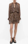 Mango Leopard-print Flared Dress Brown In Brown
