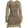 Mango Tie Sleeve Leopard Print Mini Dress In Black