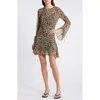 Mango Animal-print Fluid Dress Black In Beige/black