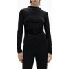 Mango Leopard Print Long Sleeve T-shirt In Black