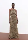 Mango Leopard Print Halter Maxi Dress