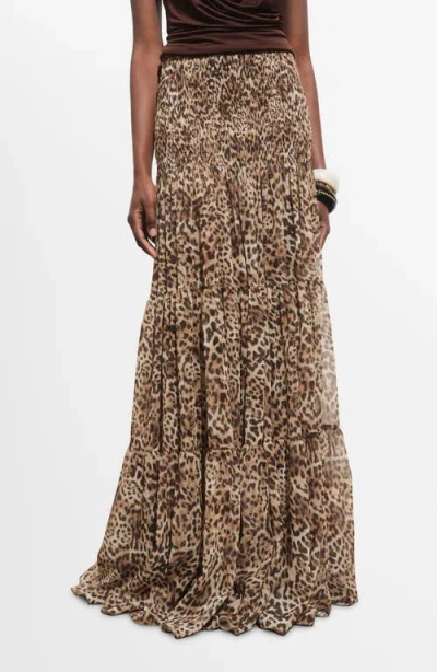 Mango Leopard Print Maxi Skirt