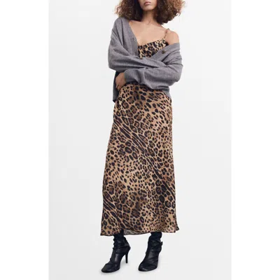 Mango Leopard Print Maxi Slipdress In Brown
