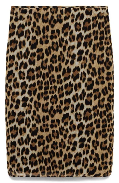 Mango Leopard Print Mesh Midi Skirt In Brown