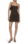 Mango Leopard Print Mesh Minidress In Brown