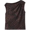 Mango Leopard Top With Asymmetrical Neckline In Brown